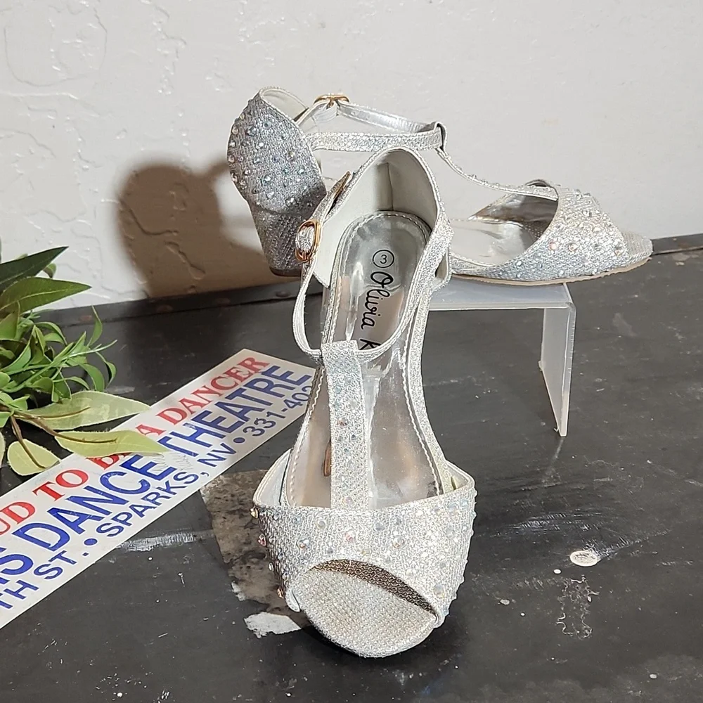 OLIVIA K Silver Bling Open Toe Wedge Sandal 3